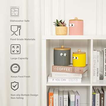 FavorFlavor 3PCS Canister Sets for Kitchen Counter, 50OZ Jars with Airtight Lids Ceramic Coffee Canister Sets for Flour, Cereal, Tea, Sugar, Cookies Spicies Great Home Decor and Present