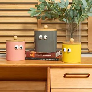 FavorFlavor 3PCS Canister Sets for Kitchen Counter, 50OZ Jars with Airtight Lids Ceramic Coffee Canister Sets for Flour, Cereal, Tea, Sugar, Cookies Spicies Great Home Decor and Present