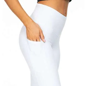 Kcutteyg Yoga Pants for Women with Pockets High Waisted Leggings Workout Sports Running Athletic Pants (22Capri White, Small)