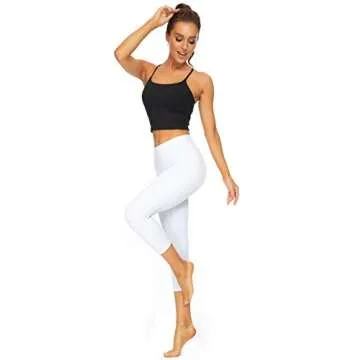 Kcutteyg Yoga Pants for Women with Pockets High Waisted Leggings Workout Sports Running Athletic Pants (22Capri White, Small)
