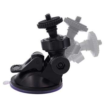 iSaddle CH01A 1/4" 1/8" Thread Camera Suction Mount Tripod Holder in Dash Cam Mount Holder - Screw Tripod Windshield Holder Fits Sony/Ricoh/HP/GoPro/Oculus (M4 M6 Screw Join Ball Included)