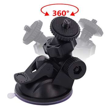 iSaddle CH01A 1/4" 1/8" Thread Camera Suction Mount Tripod Holder in Dash Cam Mount Holder - Screw Tripod Windshield Holder Fits Sony/Ricoh/HP/GoPro/Oculus (M4 M6 Screw Join Ball Included)