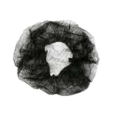 ProtectX 100-Pack Black Disposable Hair Nets, Elastic Head Cover, Bouffant Caps, Sanitation Head Cover for Food Service, Spa Men & Women - 24 inch