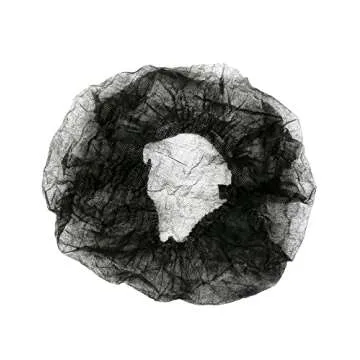 ProtectX 100-Pack Black Disposable Hair Nets, Elastic Head Cover, Bouffant Caps, Sanitation Head Cover for Food Service, Spa Men & Women - 24 inch