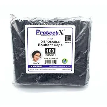 ProtectX 100-Pack Black Disposable Hair Nets, Elastic Head Cover, Bouffant Caps, Sanitation Head Cover for Food Service, Spa Men & Women - 24 inch