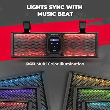 KEMIMOTO UTV Sound Bar 16 Inch ATV SoundBar Golf Cart Sound Bar SXS Speakers Bluetooth-Compatible with Multicolor LED Lighting Compatible with Polaris RZR Can-Am Defender Maverick X3 CFMOTO ZFORCE