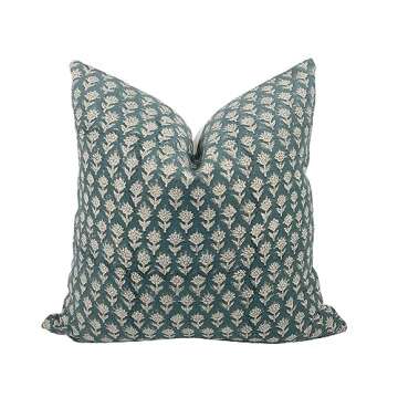 Elegant Blue Floral Print Throw Pillow Cover for Home Decor