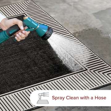 nuLOOM 10' x 12' Outdoor Area Rug, Casual Design With Striped Border, Stain Resistant, Highly Durabl...