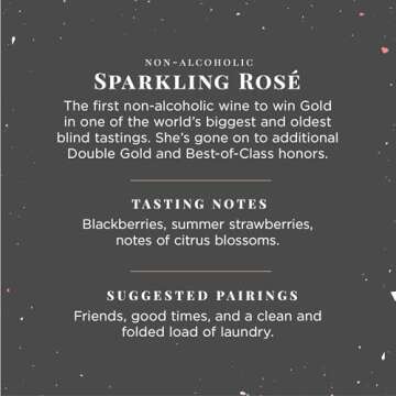 Joyus Non-Alcoholic Sparkling Rose´ Wine, Award Winning Best In Class Dealcoholized Wine, Complex & Dry, Low Sugar & Low Calorie, 750 ml (1 Bottle)