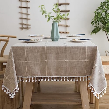 Stylish Oubonun Cotton Linen Tablecloth, 55x70" Washable