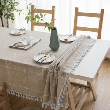 Stylish Oubonun Cotton Linen Tablecloth, 55x70" Washable