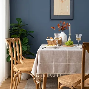 Stylish Oubonun Cotton Linen Tablecloth, 55x70" Washable