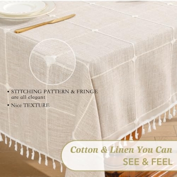 Stylish Oubonun Cotton Linen Tablecloth, 55x70" Washable