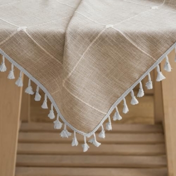 Stylish Oubonun Cotton Linen Tablecloth, 55x70" Washable