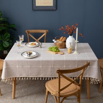 Stylish Oubonun Cotton Linen Tablecloth, 55x70" Washable