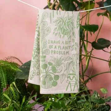Blue Q Woven Funny Dish Towel ~ I Have a Bit of a Plant Problem. 100% Cotton, Soft, Super-Absorbent