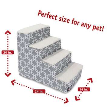 Majestic Pet 4 Step Portable Dog Stairs for Small Dogs to get on Bed Supports 25 lbs or Less – Dog...