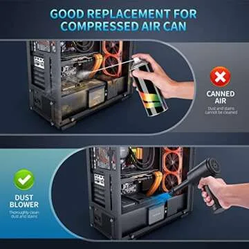 TRANSWARRIOR Compressed-Air-Duster-Air-Blower- 180000RPM Air Duster Cleaner 2 in 1- Keyboard Cleaner - no Canned air Dusters- Electric Air Duster - Replaces Air Cans - Jet Dryer Blower Cleaner for pc