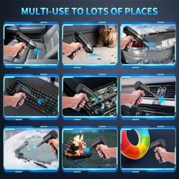 TRANSWARRIOR Compressed-Air-Duster-Air-Blower- 180000RPM Air Duster Cleaner 2 in 1- Keyboard Cleaner - no Canned air Dusters- Electric Air Duster - Replaces Air Cans - Jet Dryer Blower Cleaner for pc