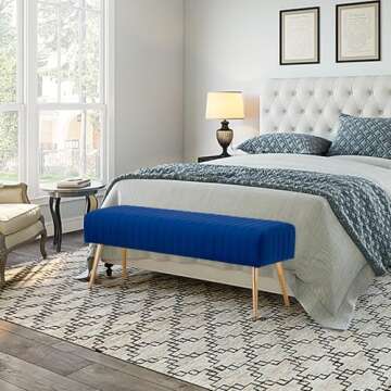 Furnimart 44 Inch Velvet Bench Ottoman Bench Footrest Bedroom Bench End of Bed Tufting Bench Indoor ...