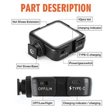 MACTREM Overhead Phone Mount, Ajustable Tripod with Cellphone Holder, Tripod with Led Light/Table Top Teaching Online Stand for Live Streaming and Online Video and Cook Recording