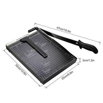 A4 Paper Trimmer Paper Cutter Heavy Duty Metal Base Trimmer Gridded Paper Photo Guillotine Craft Machine 13 inch Cut Length 12 Sheets Capacity for Office Home Use (Black)