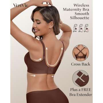 Vertvie Nursing Bras for Breastfeeding Seamless Comfort Maternity Bra Wireless Support Pregnancy Sleep Bralette Natural Shape(Coffee,Medium)