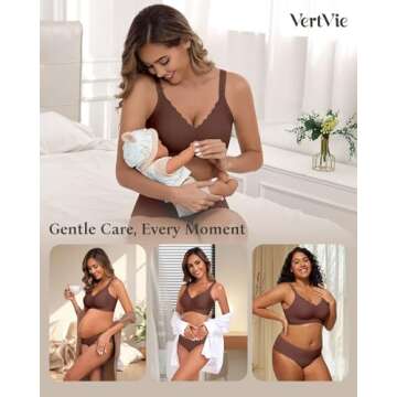Vertvie Nursing Bras for Breastfeeding Seamless Comfort Maternity Bra Wireless Support Pregnancy Sleep Bralette Natural Shape(Coffee,Medium)