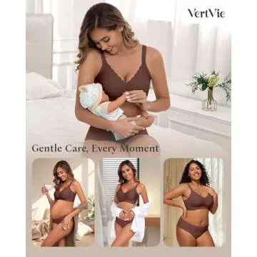 Vertvie Nursing Bras for Breastfeeding Seamless Comfort Maternity Bra Wireless Support Pregnancy Sleep Bralette Natural Shape(Coffee,Medium)