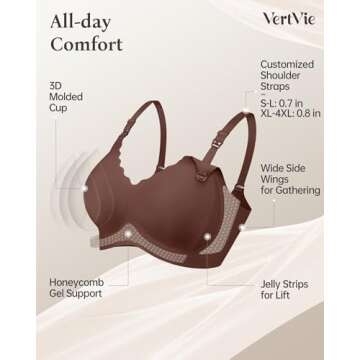 Vertvie Nursing Bras for Breastfeeding Seamless Comfort Maternity Bra Wireless Support Pregnancy Sleep Bralette Natural Shape(Coffee,Medium)