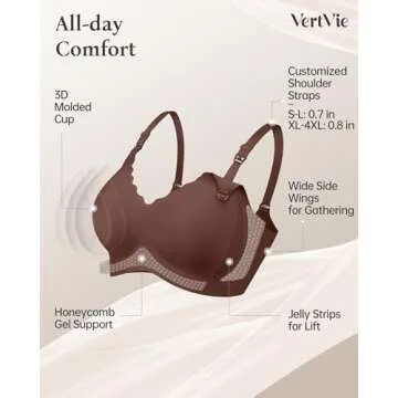 Vertvie Nursing Bras for Breastfeeding Seamless Comfort Maternity Bra Wireless Support Pregnancy Sleep Bralette Natural Shape(Coffee,Medium)