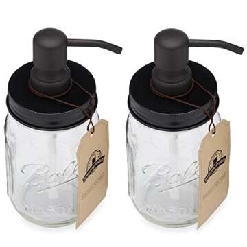 Elegant Mason Jar Soap Dispenser Set - Durable & Rust-Free