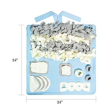 PETVINS Dog Snuffle Mat Treat Blanket, Pet Puzzle Activity Mat for Stress Release, Nose Work Mat for Slow Feeding and Foraging Training Blue