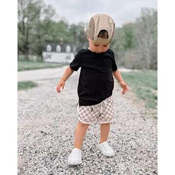 Newborn Toddler Baby Boy Shorts Summer Cotton Checkerboard Plaid Jogger Shorts Elastic Waist Casual ...