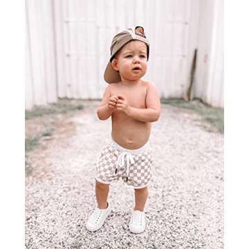 Newborn Toddler Baby Boy Shorts Summer Cotton Checkerboard Plaid Jogger Shorts Elastic Waist Casual Short Pants 0-3T Yellow
