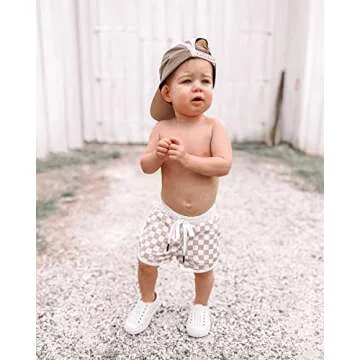 Stylish Newborn Baby Boy Summer Shorts in Checkerboard Plaid