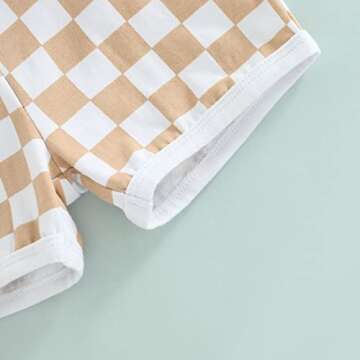 Newborn Toddler Baby Boy Shorts Summer Cotton Checkerboard Plaid Jogger Shorts Elastic Waist Casual Short Pants 0-3T Yellow