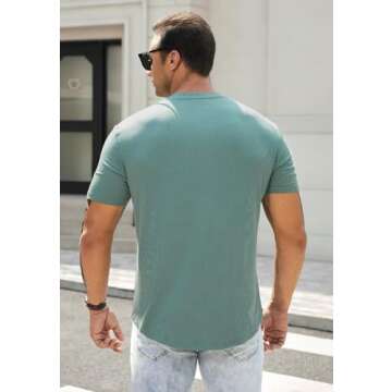 JMIERR Men's Muscle Slim Fit Button Henley Shirt - Summer Short Sleeve T-Shirt for Gym and Casual We...