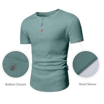 JMIERR Men's Slim Fit Button Henley Shirts for Summer