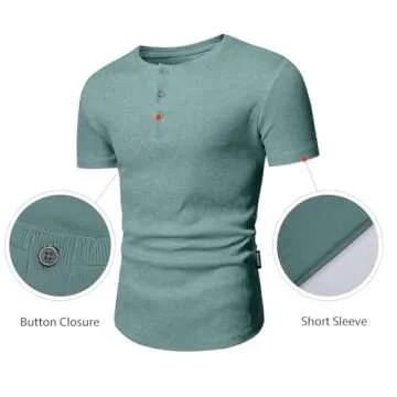 JMIERR Men's Slim Fit Button Henley Shirts for Summer