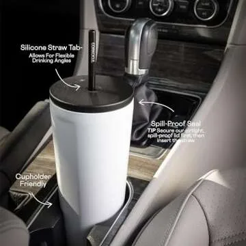 Corkcicle Cold Cup Insulated Tumbler with Lid and Straw, Matte Black, 24 oz – Reusable Water Bottle Keeps Beverages Cold for 12hrs, Hot 5hrs – Cupholder Friendly Tumbler, Lid for Flexible Sipping