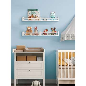 Floating Shelves for Wall - White 15.7 inch Bookshelf - 4 Pack