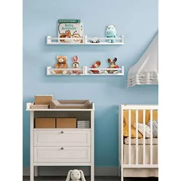 Floating Shelves for Wall - White 15.7 inch Bookshelf - 4 Pack