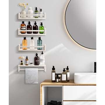 Floating Shelves for Wall - White 15.7 inch Bookshelf - 4 Pack