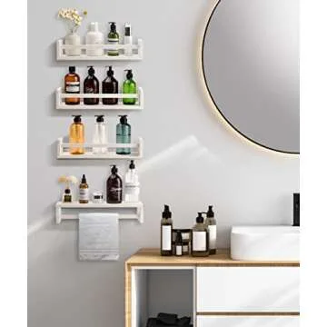 Floating Shelves for Wall - White 15.7 inch Bookshelf - 4 Pack