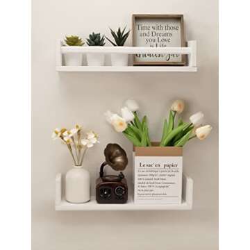 Floating Shelves for Wall - White 15.7 inch Bookshelf - 4 Pack