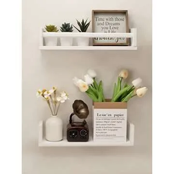 Floating Shelves for Wall - White 15.7 inch Bookshelf - 4 Pack
