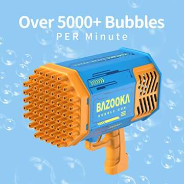 Bubble Gun, Bazooka Bubble Machine Gun, Bubble Blaster Gun with Bubble Solution, 69 Holes Bubble Baz...
