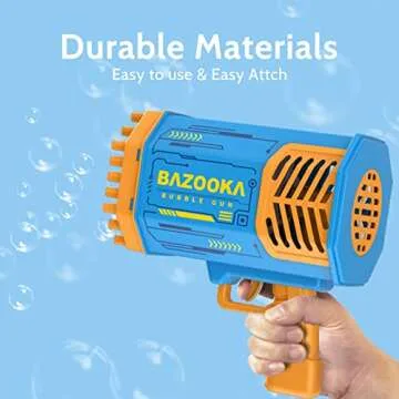Bubble Gun, Bazooka Bubble Machine Gun, Bubble Blaster Gun with Bubble Solution, 69 Holes Bubble Bazooka Gun Outdoor Summer Toy Gifts Party Favors for Kids Blue Bubble Maker Blowers