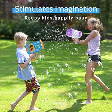 Bubble Gun, Bazooka Bubble Machine Gun, Bubble Blaster Gun with Bubble Solution, 69 Holes Bubble Bazooka Gun Outdoor Summer Toy Gifts Party Favors for Kids Blue Bubble Maker Blowers